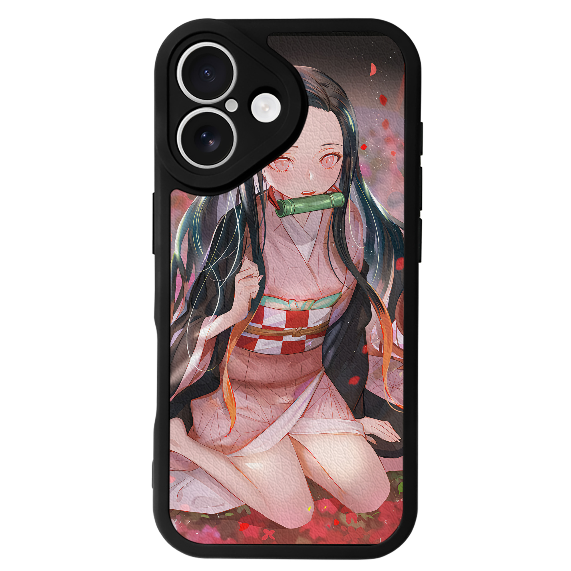 （画像用） 鬼滅の刃（きめつのやいば）竈門 禰󠄀豆子／かまど ねずこ Kamado Nezuko 【iPhone 16シリーズ対応】シリコンスマホケース（レザー調） 材質：シリコン